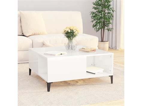 Table Basse Table D Appoint Pour Salon Chambre Blanc Brillant