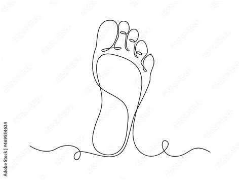 One Continuous Line Drawing Of Bare Foot Elegance Female Leg In Simple