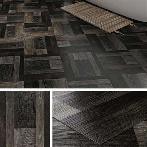 Livelynine Black Vinyl Flooring Planks Tiles X Waterproof Peel