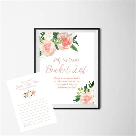 Wedding Bucket List Sign Bucket List Ideas Sign And Card Etsy