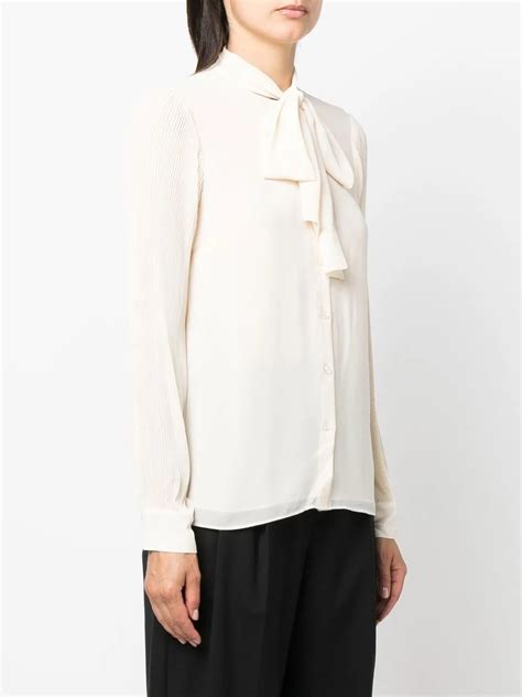 Michael Michael Kors Pussy Bow Collar Blouse Neutrals FARFETCH