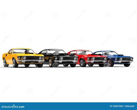 Muscle Cars Top View Primary Colors Stock Image Cartoondealer