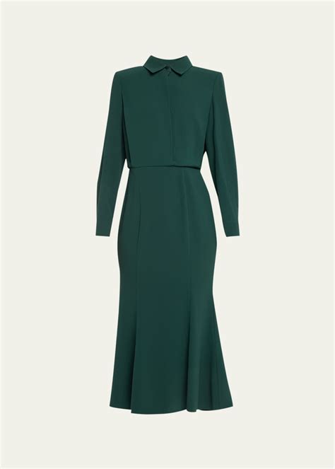 Roland Mouret Satin Crepe Midi Dress Bergdorf Goodman