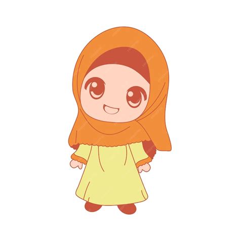 Premium Vector Cute Hijab Girl Cartoon Character