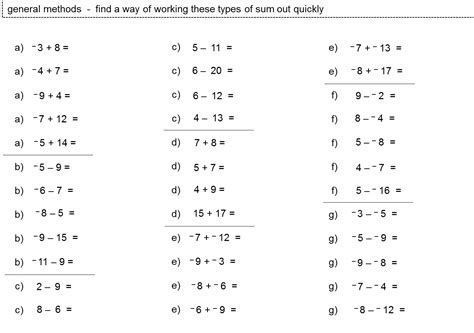 Adding And Subtracting Negative Numbers Practice