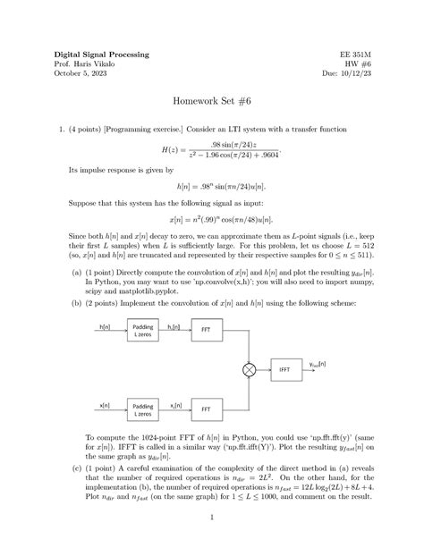 Hw Hw Digital Signal Processing Ee M Prof Haris Vikalo Hw