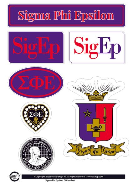 Sigma Phi Epsilon Fraternity Sticker Sheet Brand Focus Sororityshop