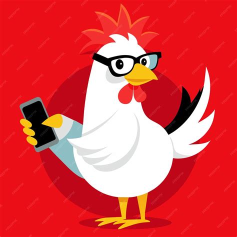 Frango De Oculos Desenho - Um frango com óculos segurando um telefone e um personagem de desenho ...