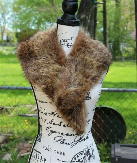 Womens Animal Fur Neck Shoulder Wrap Collar Shawl Brown Wrap Womens