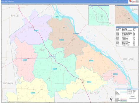 Pike County, MO Wall Map Color Cast Style by MarketMAPS - MapSales