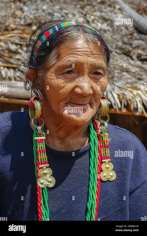 Mon Nagaland India Portrait Of Old Naga Konyak Tribal