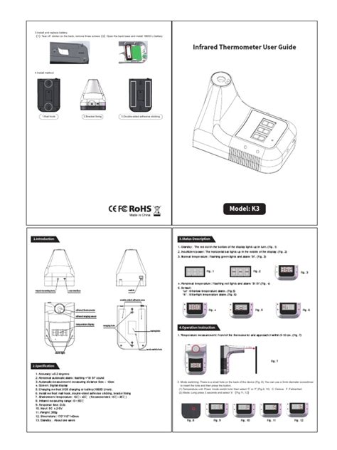 Infrared Thermometer User Guide Model K3 Pdf Celsius Temperature