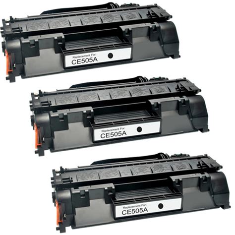 Compatible 3 Pack HP 05A CE505A Black Laser Toner Cartridge LaserJet