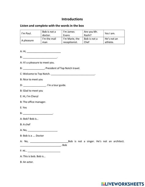 Introductions Interactive Exercise For Elementary Live Worksheets