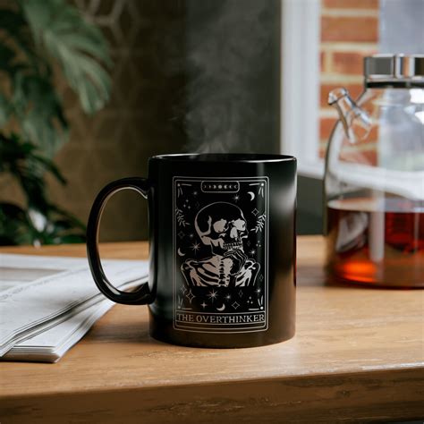 The Overthinker 11oz Black Ceramic Tarot Card Mug Etsy