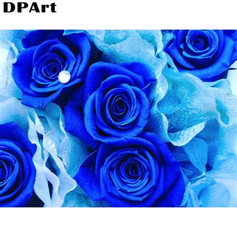 Diamond Painting Full Square Round Drill Beautiful Blue Roses D