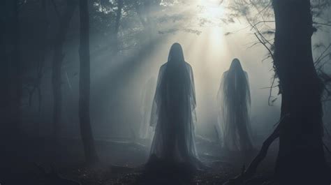 Premium Ai Image Ghostly Apparitions In A Misty Forest