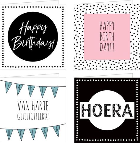 X Verjaardagskaarten Happy Birthday Wenskaarten Set Kaarten Met