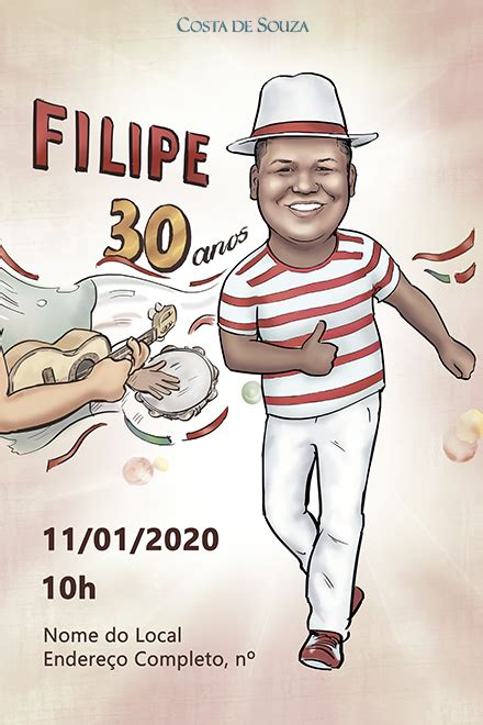 Caricatura para aniversário tema Samba Costa de Souza