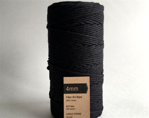 4mm Single Strand Cotton Macrame String Black Licorice - Etsy