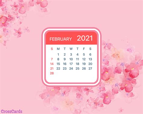 February 2021 - Flowers Desktop Calendar- Free February Wallpaper