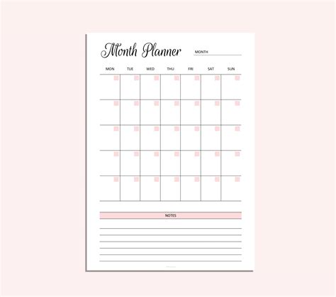 Month Planner PDF A4 A5 LETTER - Etsy