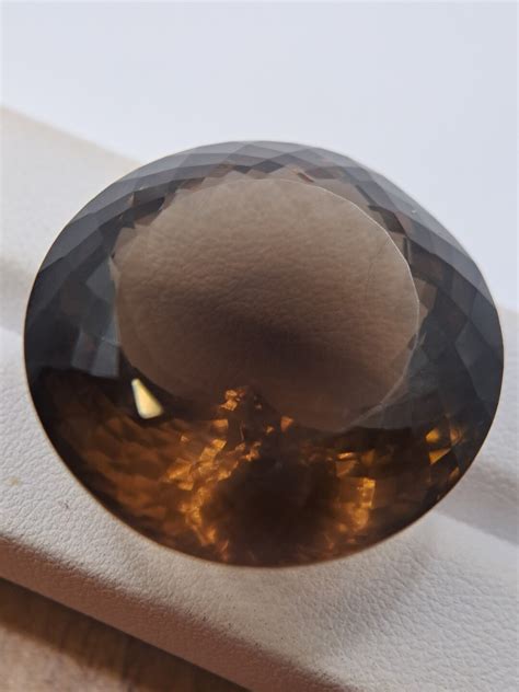 Enormous Smokey Quartz Gemstone Faceted Natural Quartz 109 15 CTS Round