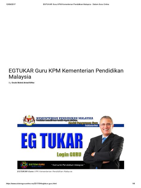 Egtukar Guru Kpm Kementerian Pendidikan Malaysia Sistem Guru Online Pdf