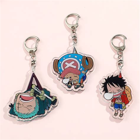 One Piece Keychains Luffy Roronoa Zoro Chopper Acrylic Badge Pendant