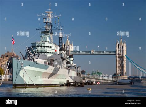 Hms Belfast And Tower Bridge London Stock Photo Alamy