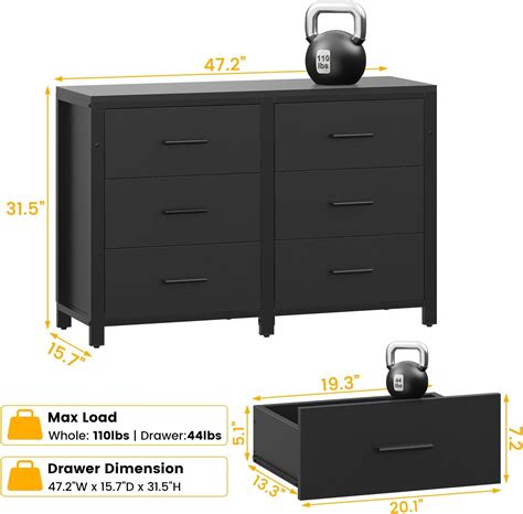 Winkalon 6 Drawer Double Dresserindustrial Wood Dresser For Bedroomstorage Cabinet With Sturdy