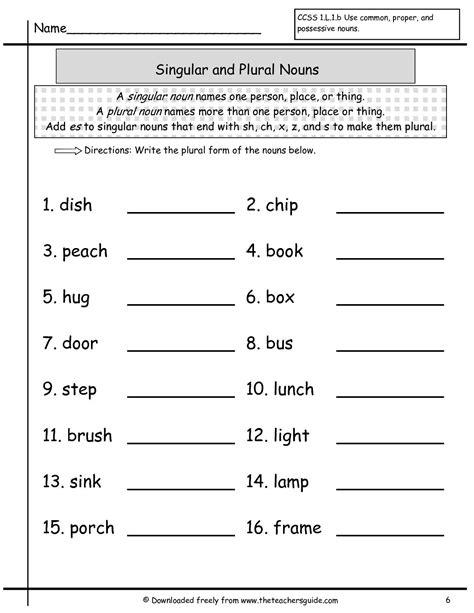 First Grade Plural Nouns Worksheet