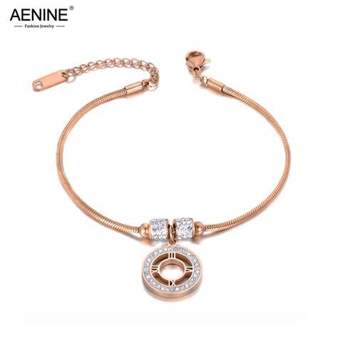 AENINE Bohemia Trendy CZ Crystal Roman Numerals Charm Bracelets Jewelry