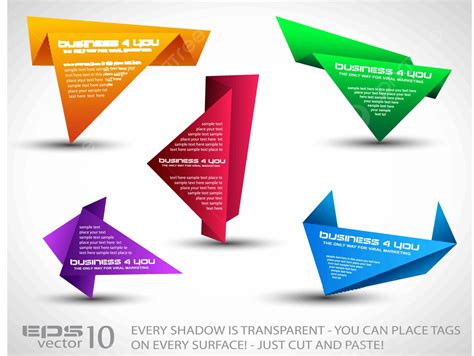 Origami Triangle Style Speech Banner Set Set Selling Badge Vector Set