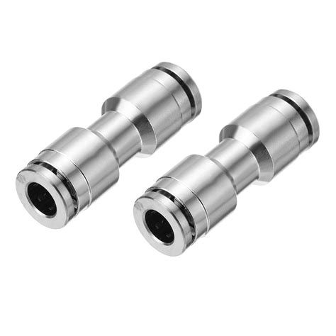 Uxcell 1 4 Push To Connector Fitting Tube Od Nickel Plated Brass Quick Connect Air Line