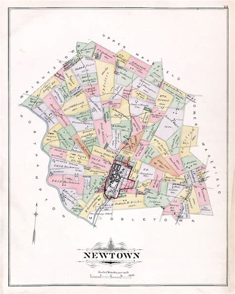 1891 Map of Newtown Township Bucks County Pennsylvania - Etsy