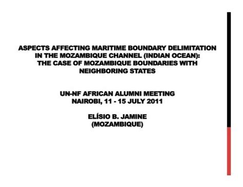 aspects affecting maritime boundary delimitation in the mozambique ...