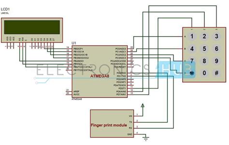 Fingerprint Based Attendance System Project Circuit Diagram