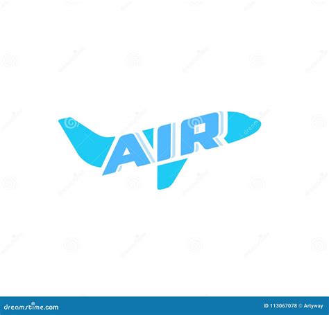 Airplane Abstract Concept Logo Air Plane Blue Silhouette Sign On White