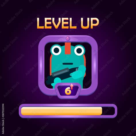 Game Ui Level Up Character With Frame Border And Level Bar For Gui