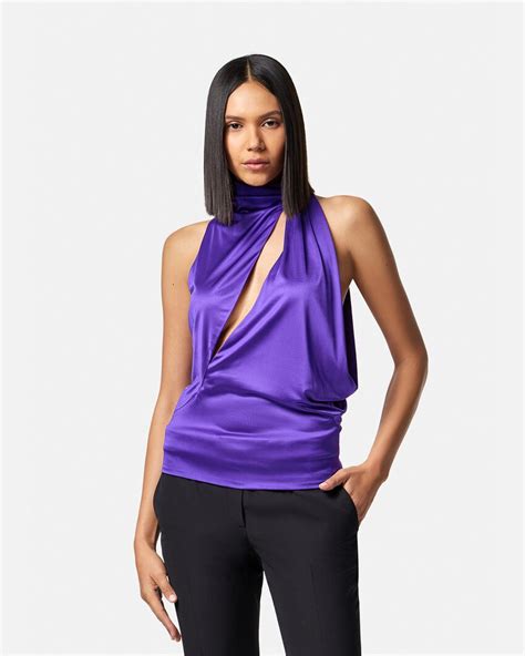 Versace Slashed Halterneck Top For Women Us Online Store