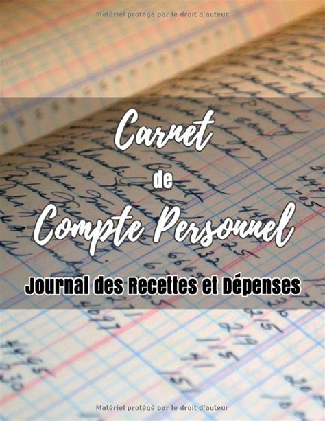 Carnet De Compte Personnel Journal Des Recettes Et D Penses G Rer