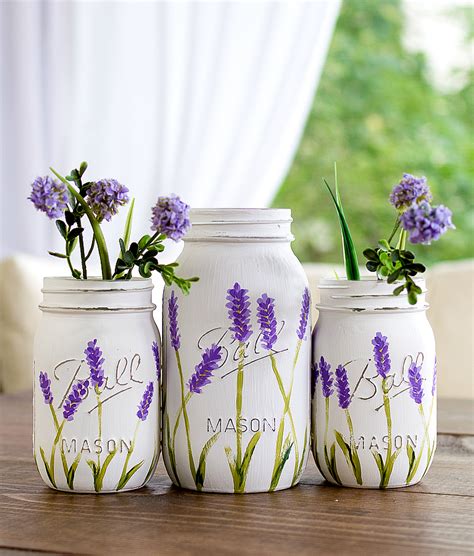 Painted Lavender Flower Mason Jars Mason Jar Crafts Love