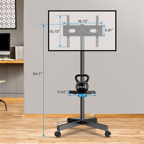 PERLESMITH Mobile TV Stand For 23 60 Inch LCD LED Flat Curved Panel