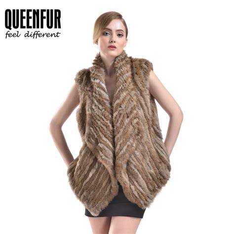 Aliexpress Buy QUEENFUR 2017 New Real Knitted Rabbit Fur Vest