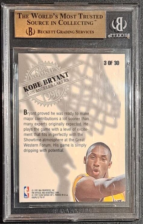 1996 NBA HOOPS KOBE BRYANT ROOKIE RC GOLD FOIL CARD 3 Of 30 BGS 9 5