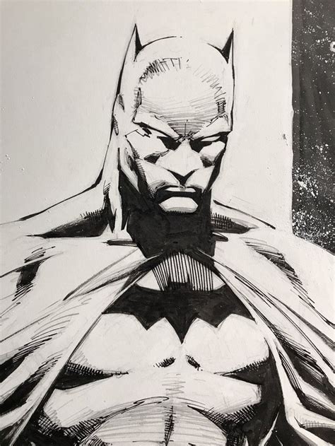 A Black And White Drawing Of A Batman