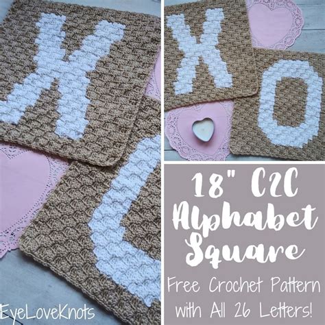 18″ C2c Alphabet Square Free Crochet Pattern