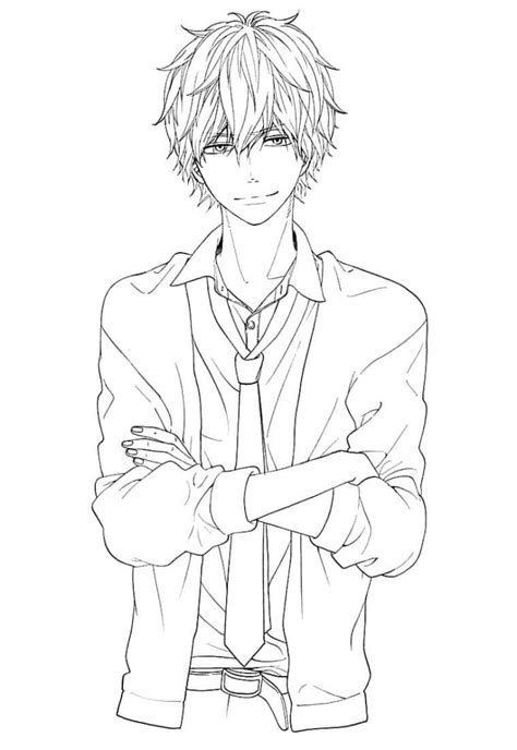 Handsome Anime Boy Coloring Page Coloring Pages