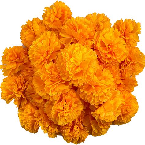 Buy Gusaloo Big Marigold Flower Heads Bulk 30Pcs Silk Mexican Marigold Artificial Flowers for ...